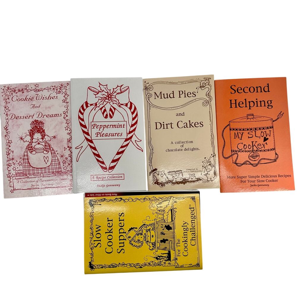 5 Vintage Jackie Gannaway Cookbooks Slow Cooker Desserts Chocolate Recipe Lot